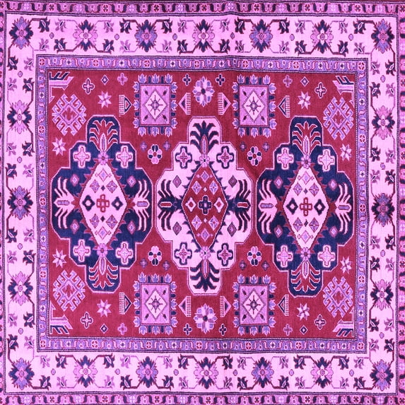 Ahgly Company Indoor Square Persian Purple Traditional Area Rugs, 7' Square