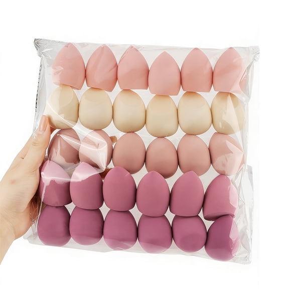 30 pcs Makeup Sponge set Super Soft Beauty Sponge, Latex Free Multicolor Sponges for Liquid, Cream, and Powder, Multi-colored Pink make up sponges for foundation