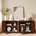 thumbnail image 2 of Hassch Buffet Cabinet with Storage, 64" Modern Credenza with 4 Doors, Coffee Bar Cabinet with Adjustable Shelves, Sideboard for Kitchen, Living Room, Dining Room, Walnut, 2 of 8