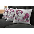 thumbnail image 5 of Ambesonne Cartoon Throw Pillow Cover 4 Pack, Unicorn with Pink Hair, 24", Pink White, 5 of 5