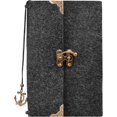 thumbnail image 1 of Cuaderno de diario de viaje YONGSHENG con cubierta de fieltro delgada vintage y cerradura de bronce retro gris, 1 of 4