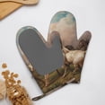 thumbnail image 4 of Hirioo Three Horses Oil Painting for Silicone Oven Mitts for BBQ, Baking, Cooking, Set of 2, Heat Resistant 260℃, Non-Slip Kitchen Essentials, 4 of 6