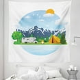 thumbnail image 1 of Camper Tapestry, Forest Camping Illustration with Mountains Summertime Activities Weekend Holiday, Fabric Wall Hanging Decor for Bedroom Living Room Dorm, 5 Sizes, Multicolor, by Ambesonne, 1 of 1