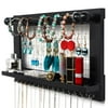 Zimtown Wood Wall Mounted Jewelry Holder with Shelf, Hanging Hook for Necklace,Black