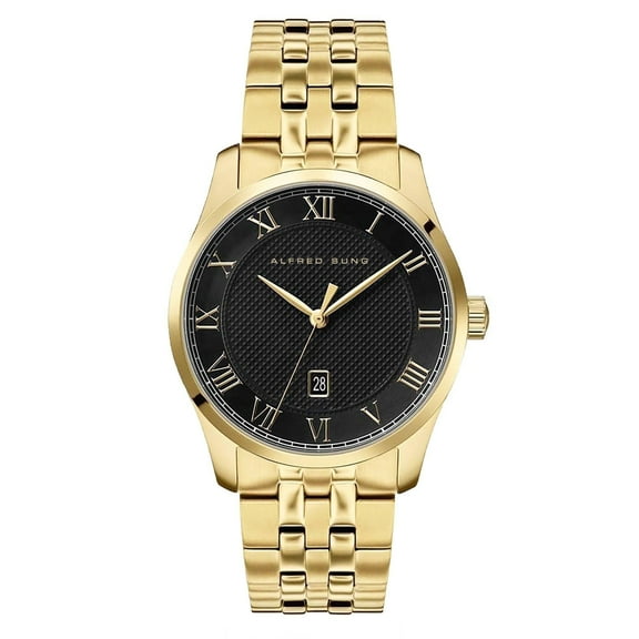 Alfred Sung Winslow Black dial Gold bracelet Men's watch