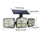 thumbnail image 3 of Lámpara solar de jardín para exteriores con sensor de movimiento, 3 cabezales, luces de seguridad solares de 280 LED, detección de movimiento, para garajes, patios, entradas, patios, IP65., 3 of 9