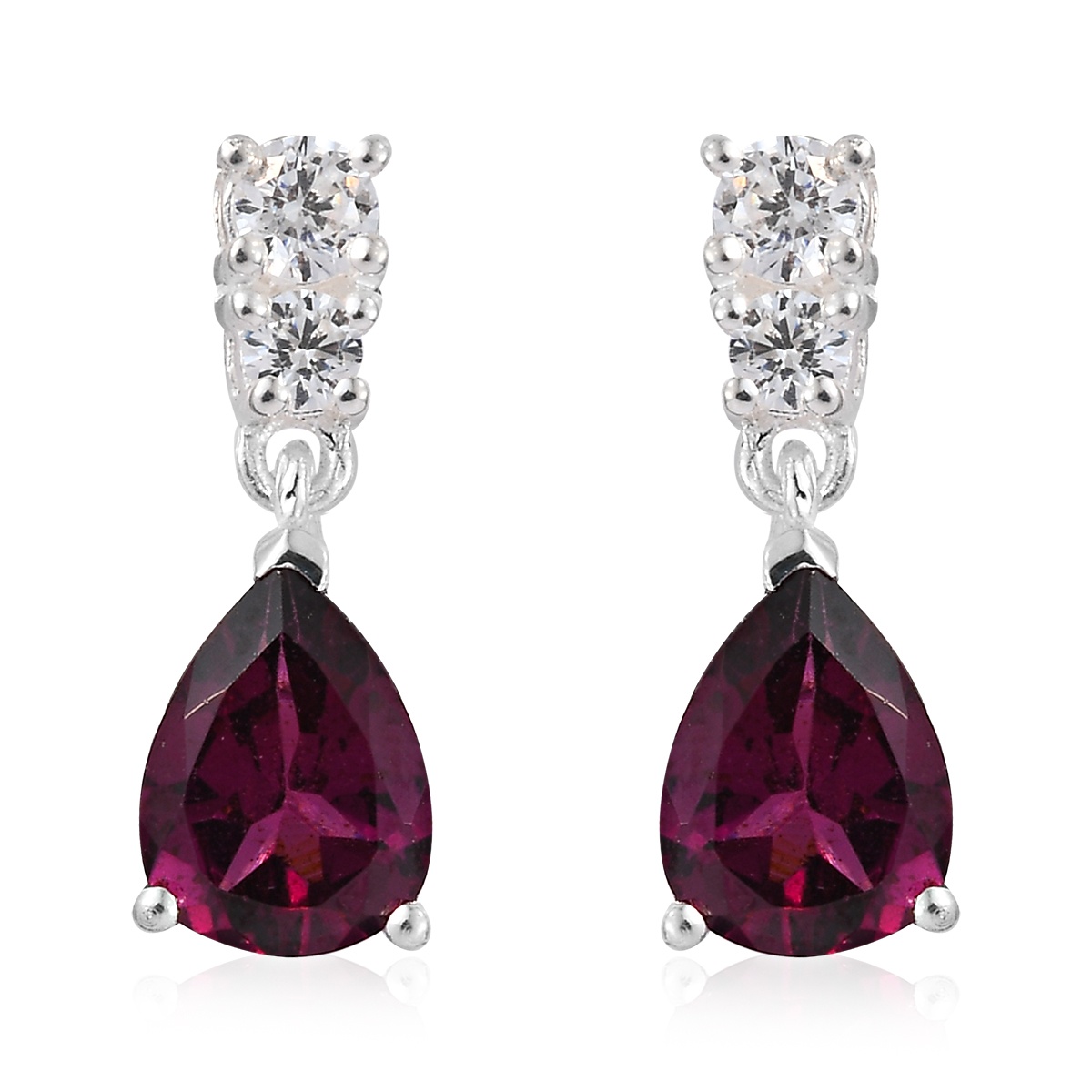 Sterling Silver Zircon Earrings 925 Pierced Sterling Cubic Zircon Earrings Dangle Earrings 925 Dangle Crystal 925 Silver Purple Zircon
