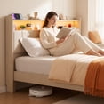 thumbnail image 5 of Bed Frame Queen Size , Lofka Queen Bed Frame with Storage & Headboard, USB/Type-C Charging, Smart RGB Lights, Noise Free, Easy Assembly,Beige, 5 of 15