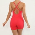 thumbnail image 4 of Spandex Bodysuit Romper for Women Shorts Workout Yoga Fitness Outfit Criss Cross Backless Sleeveless Jumpsuits (S, Red 01), 4 of 7