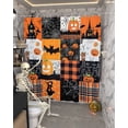 thumbnail image 5 of Halloween Horror Shower Curtain Set ，Waterproof Fabric Shower Curtains Pumpkin Castle Cowweb Plaid Orange Patchwork Shower Curtains for Bathroom,Bathroom Decor 72"x84", 5 of 6
