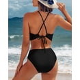 thumbnail image 2 of Charmo Womens Keyhole Bikinis Two Piece Swimsuits Ruched Tummy Control Bathing Suits, 2 of 6