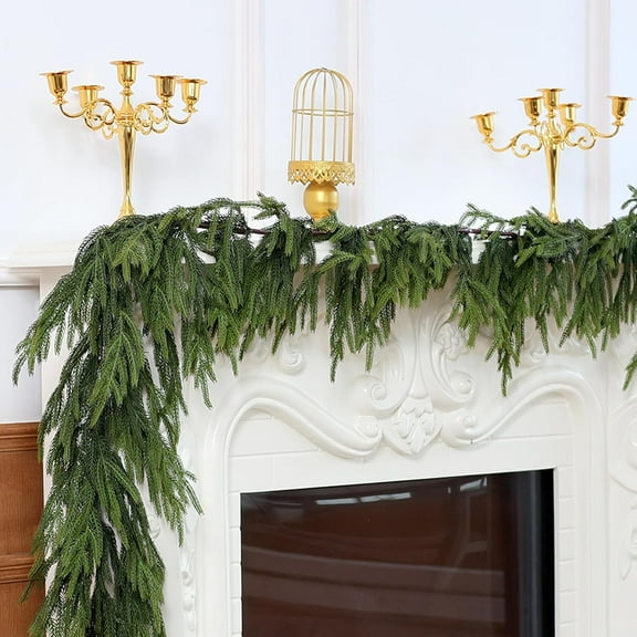 Norfolk Pine Garland - 9ft Artificial Christmas Garland Greenery Garland for Table Fireplace Mantle Window Stairs Outdoor Decoration