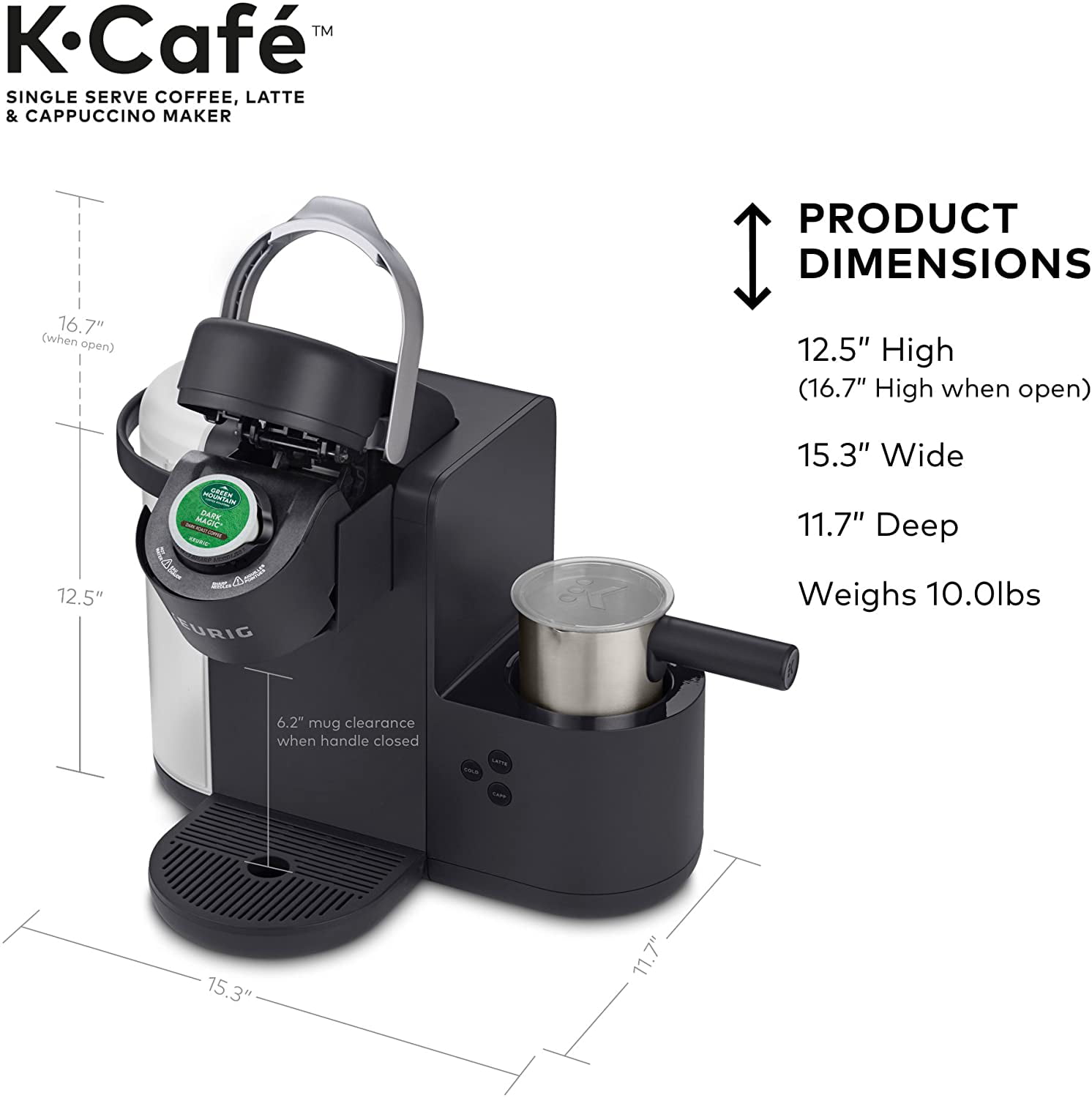 Keurig K-Café Milk Frother Cup Replacement Part or Extra,80 Milliliters Hot and Cold Frothing, Compatible with Keurig K-Café Coffee Makers Only