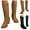 Black, variant on Dakaela Cowboy Boots for Women Cowgirl Western Knee High Boot Suede Chunky Heel Winter Pull on Long Boot Black 6