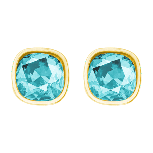 Arete para Mujer con Cristal Fino Swarovski en Forma de Cuadrado Chico– Bañado en Oro 14k– Arete Elegante y Brillante, Aretes de Mujer de Moda– Joyería para Mujer de Moda– Regalo especial Ortiz Espinosa Temporada