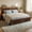 Walnut, variant on EnHomee Wood Bed Frame King with Headboard Bed Frame with Storage Shelf and Drawers Farmhouse Bed Frame with 2 Drawers & Charge Station & LED Light, Rustic Oak