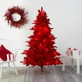 thumbnail image 4 of 6' Red Flocked Fraser Fir Artificial Christmas Tree with 350 Red Lights, 33 Globe Bulbs and 748 Bendable Branches, 4 of 7