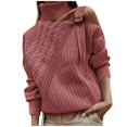 thumbnail image 1 of Gibobby SuéTer Para Mujeres Para Frío Moda mujer cuello manga larga fuera del hombro Colorblock suéter de punto Top(Rojo,XG), 1 of 4