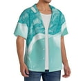 thumbnail image 2 of Yiaed Teal Turquoise 1 Print Mens Casual Wrinkle Free Shirts Short Sleeve Button Down Summer Stretch Dress Shirt-X-Large, 2 of 5