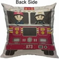 thumbnail image 2 of Fireman and Fire Engine Decorative Pillow Case Cartoon Firefighter Badge Helmet Fire Truck Red Throw Pillow Cover Home Decor Cotton Linen Square Cushion Cover for Couch Bed Sofa 18X18 Inch, 2 of 5