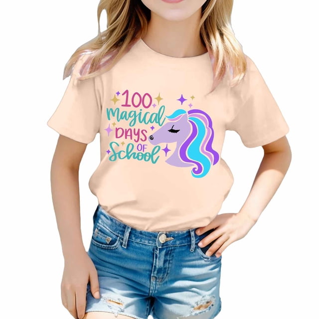TZEWGL Chemise Mignonne pour Fille Garçon Imprimé Col Rond Manches Courtes Ample pour Bébés Taille 8-9T