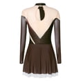 thumbnail image 4 of SiiRoh Women's Sparkly Rhinestone Figure Skating Dress Long Sleeve Keyhole Back Lyrical Dance Dress Umber M, 4 of 6