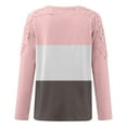 thumbnail image 4 of Cyber&Monday Deals USSUMA Plus Size Tops for Women Color Block Women's Lace Tops Round Neck Long Sleeve Ladies Dress Blouses Dressy Casual Tshirt, 4 of 5