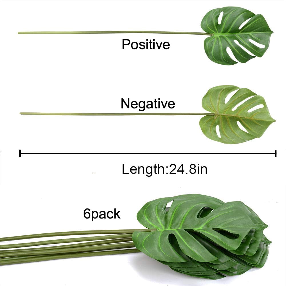 6 Pack Artificial Plants Palm Tree Leaves Faux Turtle Fake Tropical Large Imitation Leaf for Home Kitchen Party Flowers Arrangement Wedding Decorations