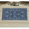 thumbnail image 1 of Ethnic Decorative Rug, Traditional Colored Folk Floral Ornaments Botanical Composition Cultural Design, Quality Carpet for Bedroom Dorm and Living Room, 6 Sizes, Indigo Seafoam, by Ambesonne, 1 of 1