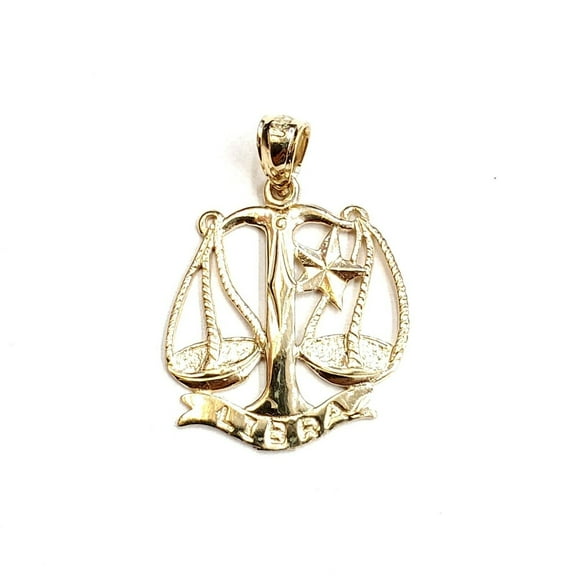 New 14k yellow Gold libra zodiac sign scale Pendant charm gift fine jewelry 1.7g