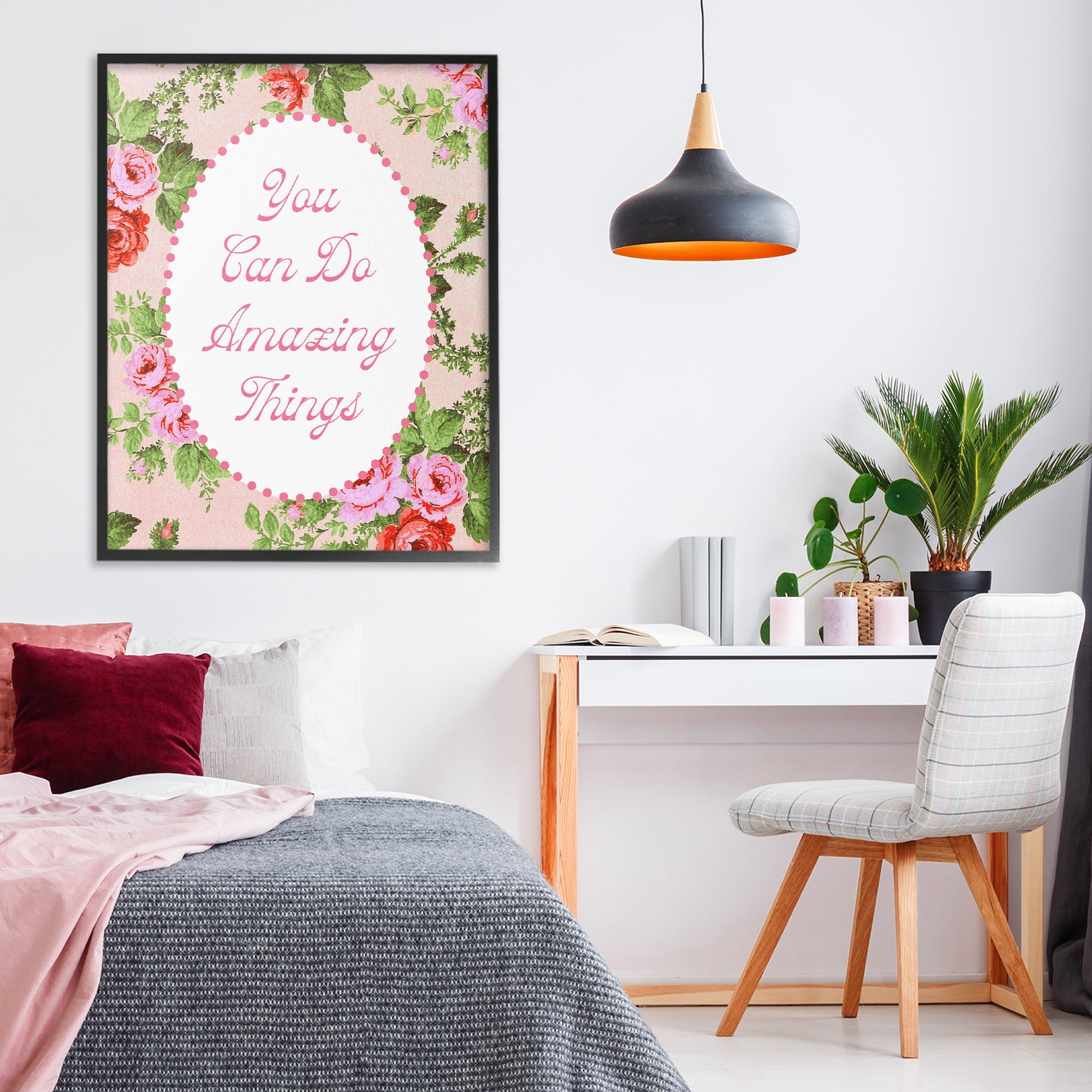 Stupell Industries You Can Do Amazing Things with Vintage Florals Black Framed Giclee Art, design by Lil' Rue