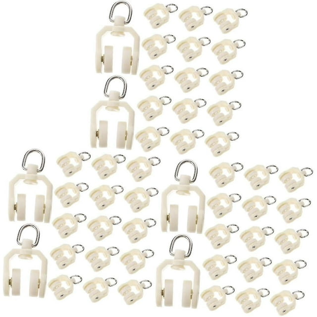 Alipis Plastic Curtain Track Roller With Hook - 90 Pcs - Ideal For Curtains, Tracks, And Runner Pulleys