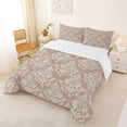 thumbnail image 2 of jejeloiu Vintage Damask Queen Comforter Set,Retro Floral Comforter Sets Queen For Adults,Beige Taupe,Reversible,3pcs,1 Comforter and 2 Pillowcases, 2 of 7