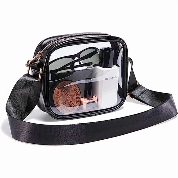 GASTROPOD Crossbody Bags for Women Waterproof Purses for Women Large Capacity Clear Bag for Stadium Events Versatile Clear Purse 20x15x7cm,Black