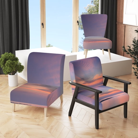 Designart "Beach Sunrise With Dramatic Sky XIX" Upholstered Nautical & Coastal Accent Chair and Arm Chair