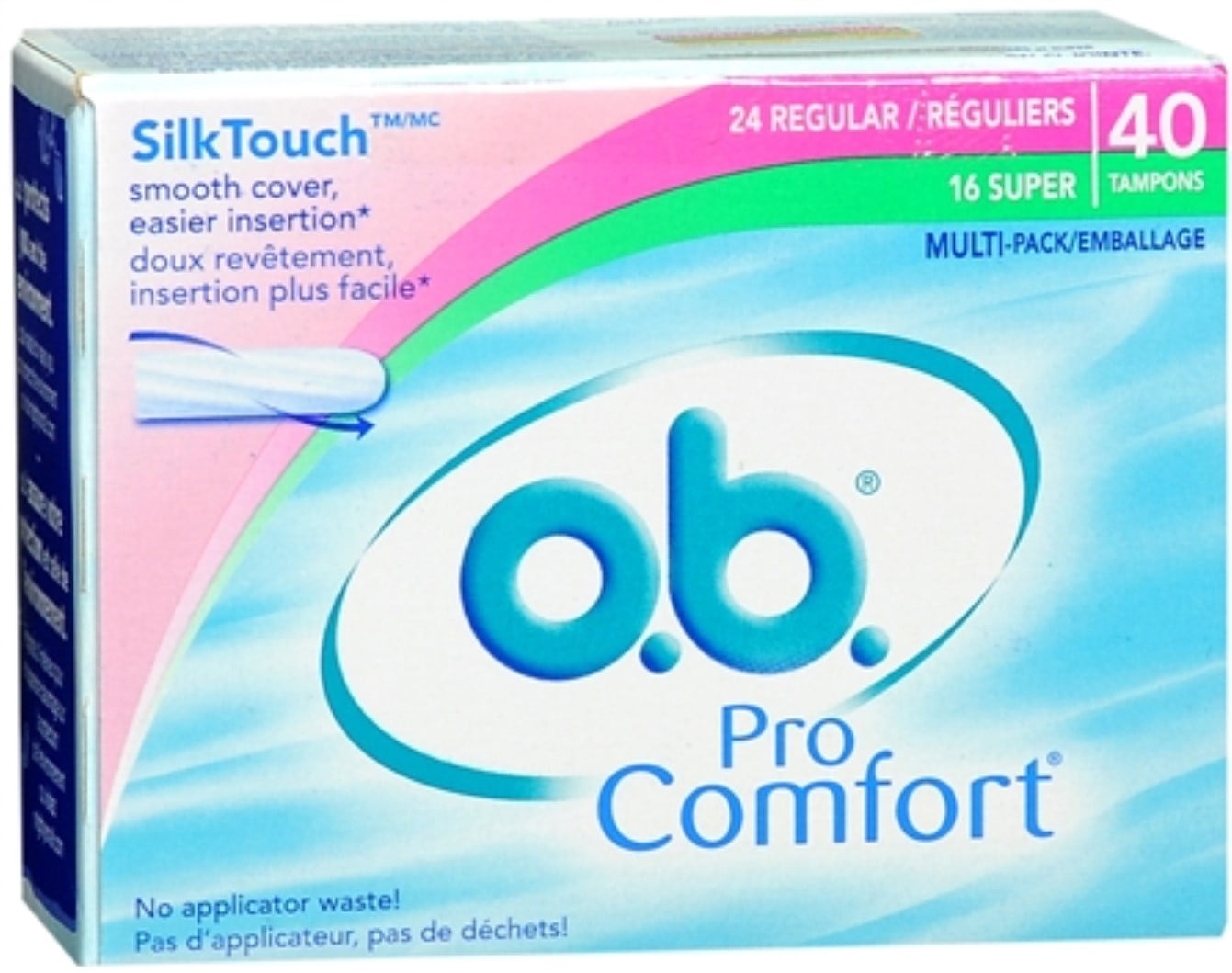 O.b. Pro Comfort Tampons Multi-Pack 40 Each (Pack Of 2) - Walmart.com