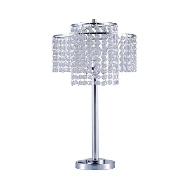Benzara BM209041 Contemporary Style Table Lamp with Stalk Support & Tier Base, Silver