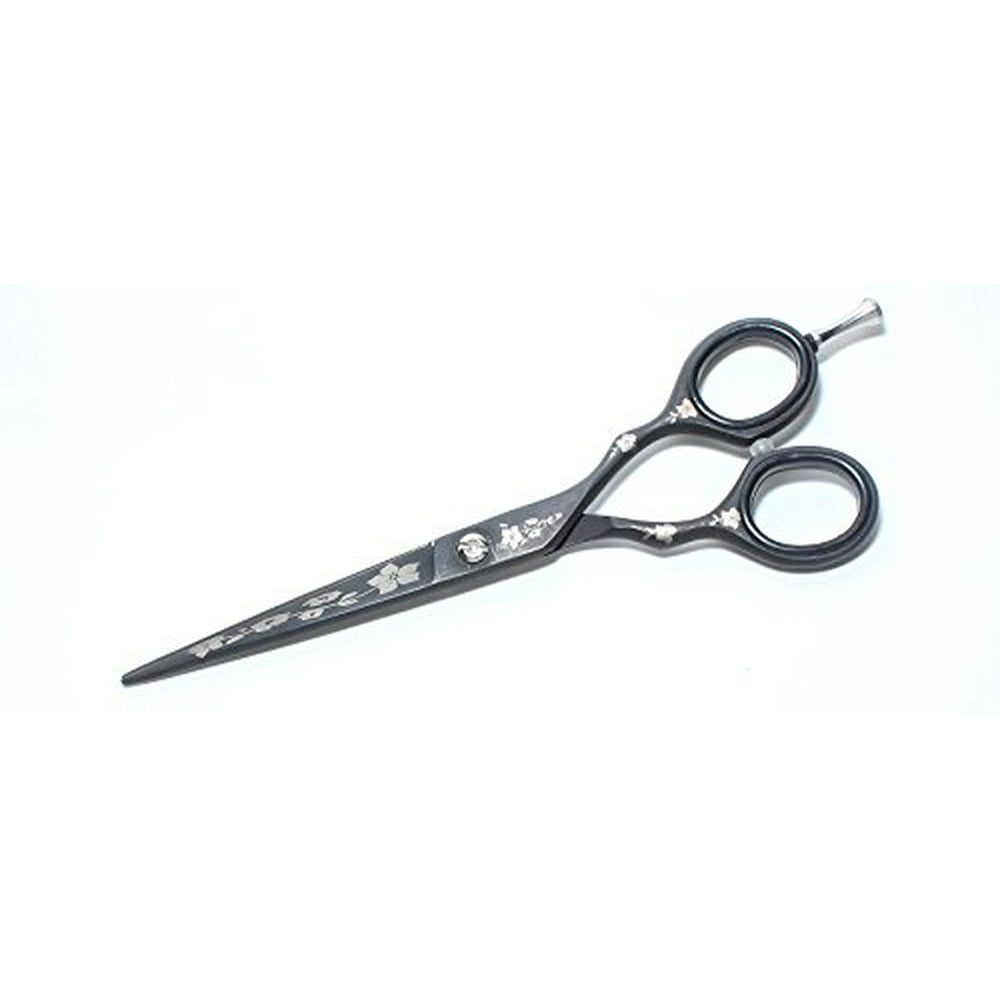 TreSharp Professional Razor Edge 6" Serrated Shears Black with floral