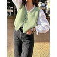 thumbnail image 4 of Gupgi Knit Tank Tops for Women Button Front V-Neck Basic Tops Casual Solid Color Sleeveless Sweater Vest, 4 of 6