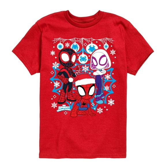 Marvel - Spidey And Friends Snow -Youth Short Sleeve Graphic T-Shirt Short Sleeve Graphic T-Shirt