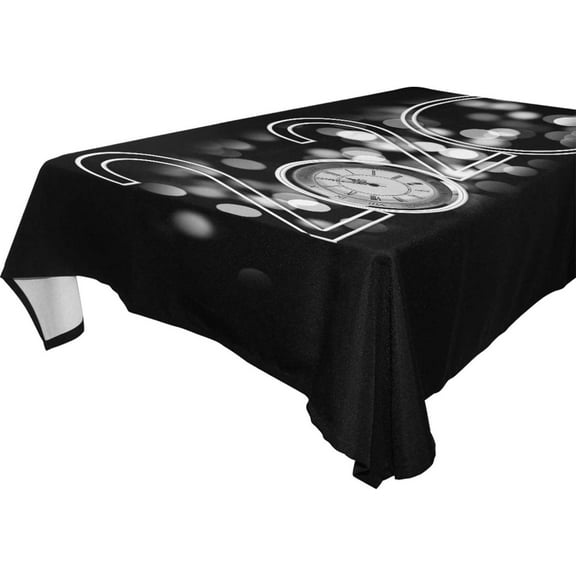 SKYSONIC 60"x120" Square Tablecloth with New Years Day Prints, Anti-Wrinkle and Smooth Table Cloth for Kitchen/Home Party Decoration