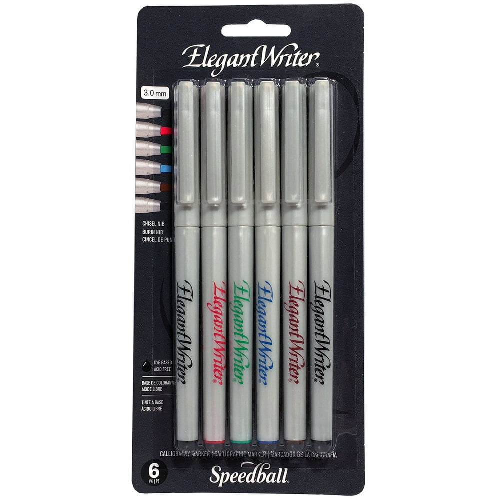 Speedball Elegant Writer Calligraphy Pen Set, 6Colors, Broad Walmart