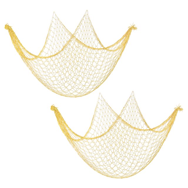 Unique Bargains Fishing Net Decor, 2 Pack 80' x 40' Fish Net Decor Party Accessory, Yellow