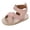 Pink, variant on Ymyiu Girls' Sandals Girl's Ruched Single Band Chic Flats Square Open Toe Leather Slide Sandals Size 5 (White,Toddler 5)