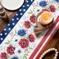 thumbnail image 3 of Independence Day Table Runner 90 Inches, American Flag Red Blue Flowers Bed Runner Dresser Scarves Tabletop for Indoor Outdoor Parties/Ceremony/Banquet, 13" x 90", 3 of 9