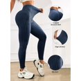 thumbnail image 2 of Women's Seamless V Back Gym Leggings Low V Cut Butt Lifting Ribbed Yoga Pants Yoga Sports Blue S, 2 of 6