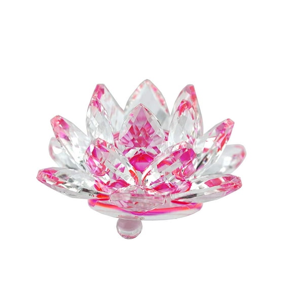 High Quality Sapphire Sparkle Crystal 3 inch Decorative Clear Reflection Lotus Flower For Feng Shui Home Decor with Gift Box (Ruby Pink) new