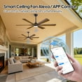thumbnail image 4 of Smart Ceiling Fan 60-inch, Alexa/Tuya App, Modern Farmhouse Damp Rated Wooden 6 Blades Large Airflow Indoor Outdoor Quiet Reversible DC Fan for Living Room Porch, 4 of 10