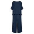 thumbnail image 5 of Jsaierl Cotton Linen Sets for Women 2 Piece Outfits Summer Loose 3/4 Sleeve Oversized Top and Wide Leg Pants Sets Loungewear, 5 of 8