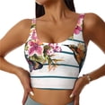 thumbnail image 3 of Goofa Bird and Floral Printed Sports Bras for Women, High Impact Running Bra Workout Crop Tank Tops Longline Sports Bra Push up-XX-Large, 3 of 9